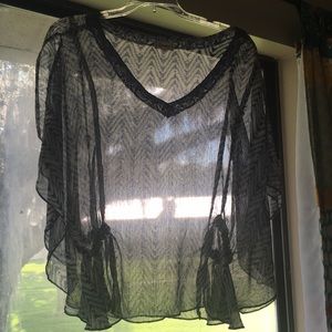 M navy sheer tunic with winged arms